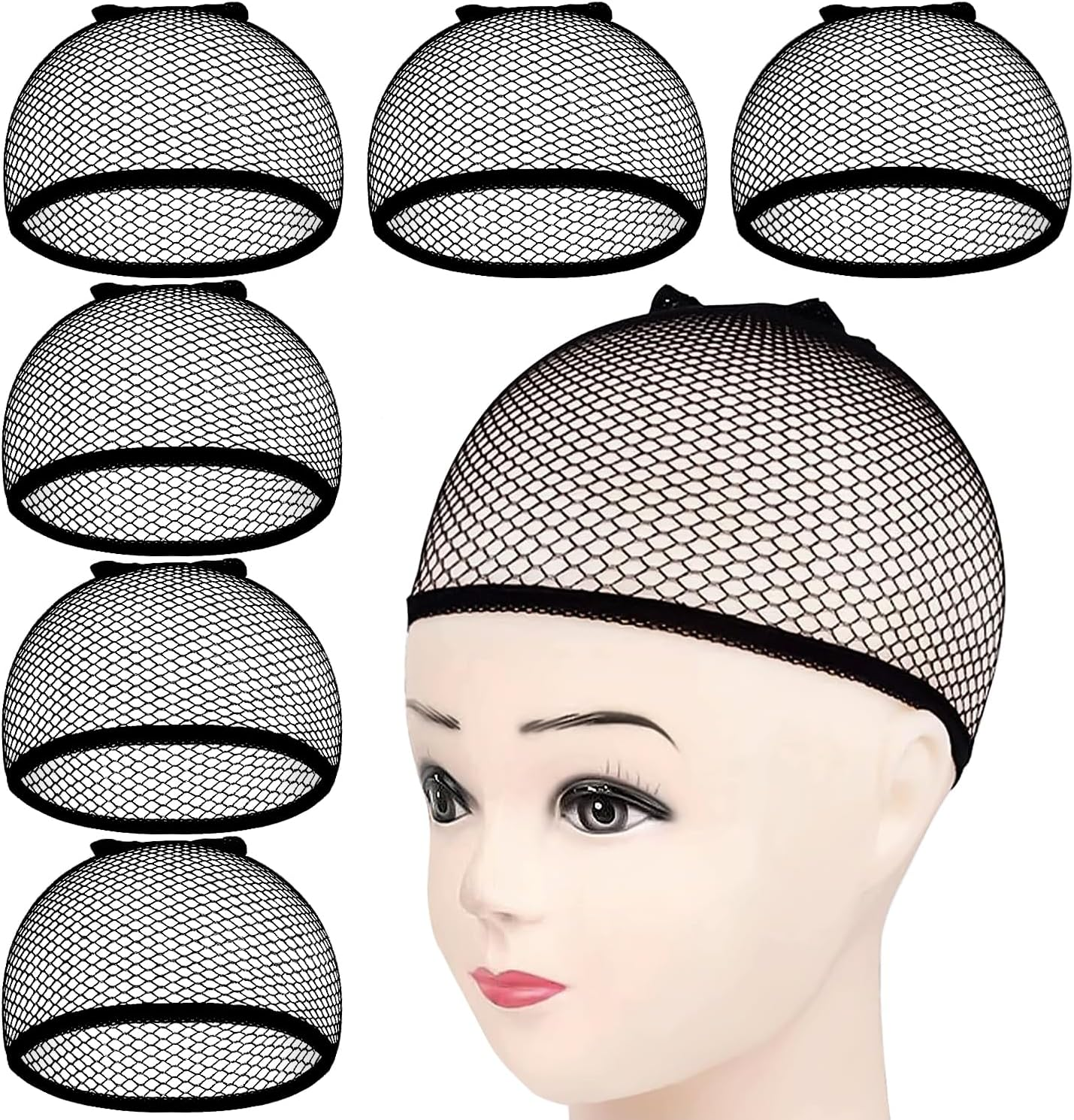 MORGLES Mesh Wig Cap, 6 Pcs Fishnet Wig Cap for Women Non Slip Weave Close End Hair Net