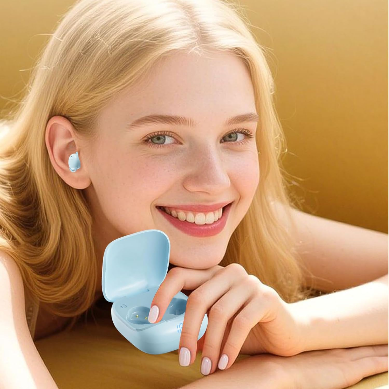 Noise Cancelling Earbuds | Mini Stereo Sound Noise Cancelling Earphones - Hearing Aids Earbuds for Sleeping | for Travel Sports Running Office Home Bed Indoor Climbing Camping - Orange image number 4