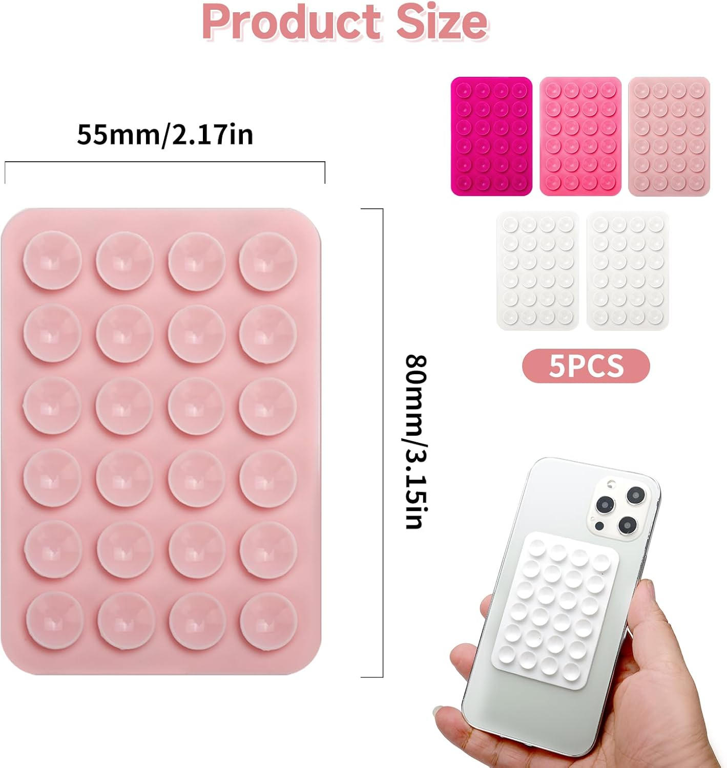 Havenease-5-Piece Double-Sided Phone Suction Cup Set - Reusable Hands-Free Case Accessories for Home, Kitchen & Gym image number 4