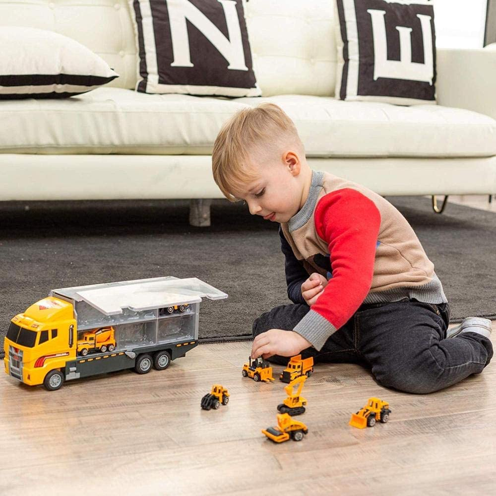 Construction Trucks 11 in 1 Vehicles with Car Met and Road Sign Sticker Car Toys for over 3 Year Old Boys image number 6