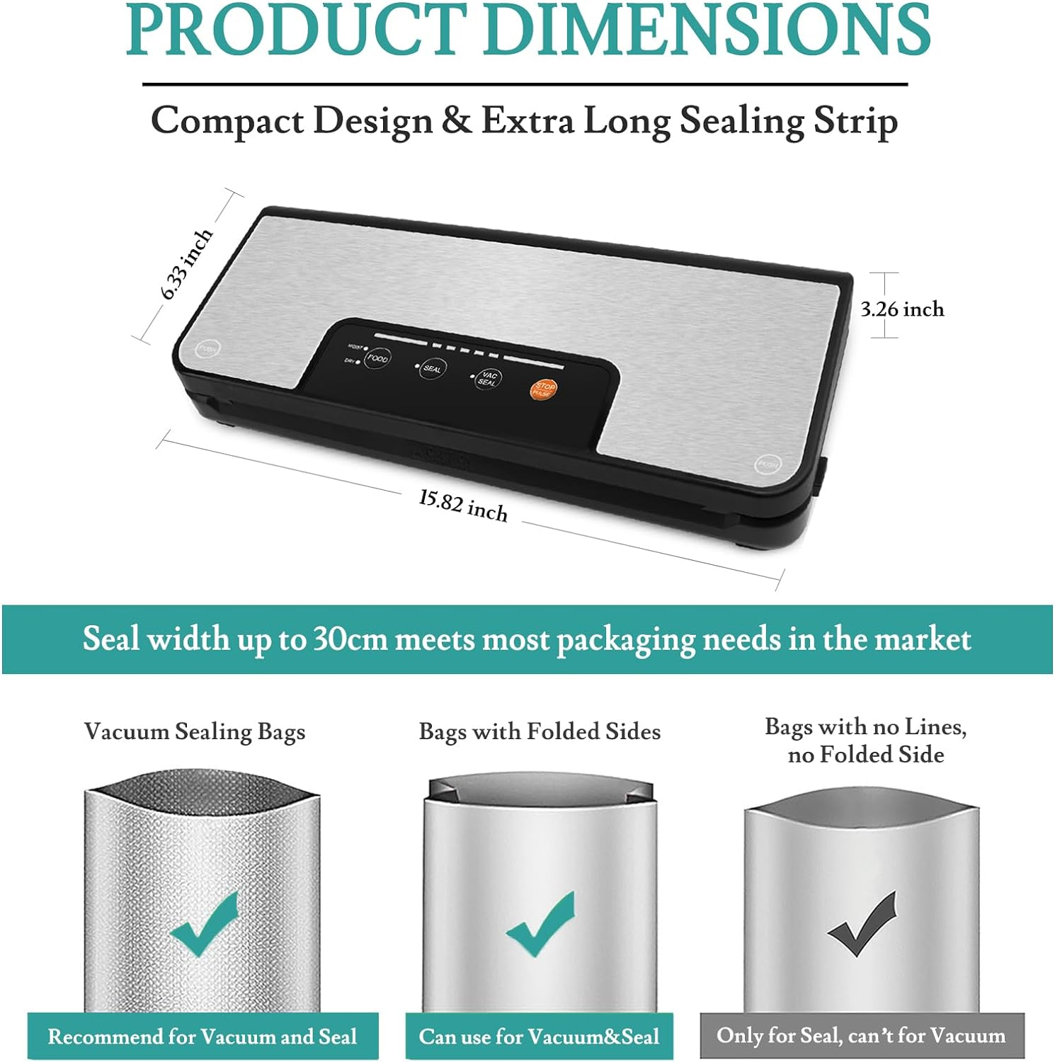 Toprime Vacuum Sealer Machine, 80Kpa Powerful Food Sealer Built-In Cutter with Sealing Bag and Hose, Vacuum Air Sealing System for Food Storage and Sous Vide image number 2