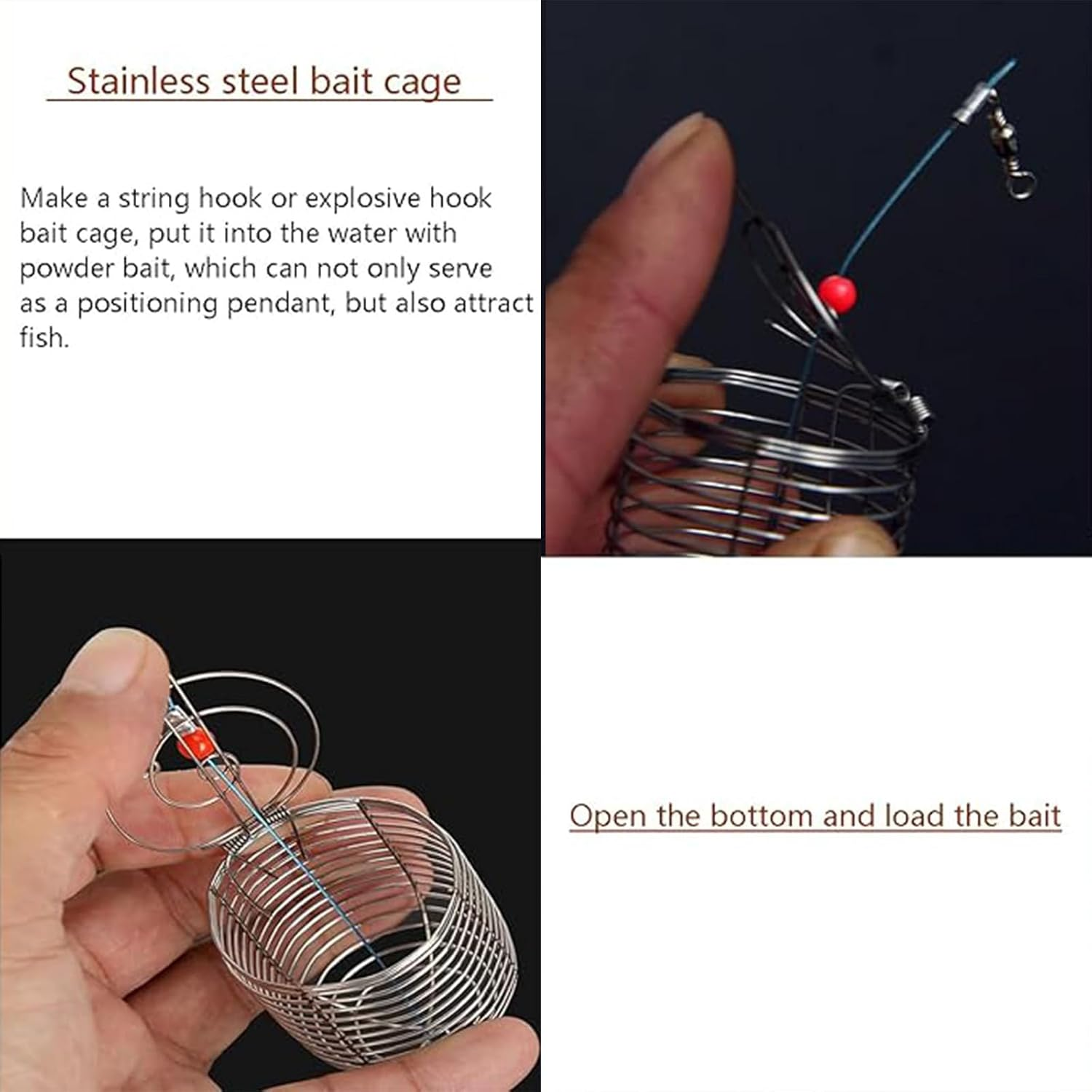 Fishing Bait Traps Cage,6Pcs Lightweight Stainless Steel Fishing Lure Basket,Carp Fishing Equipment Carp Feeder Holder Metal Fishing Basket Stainless Steel Nesting Cage Ordinary image number 2