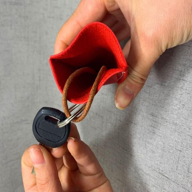 Elegant PU Leather Key Organizer Pouch - Pull Strap Key Holder Bag - Compact Storage for House and Car Keys - Durable Ring Design for Easy Accessibility - Pink image number 5