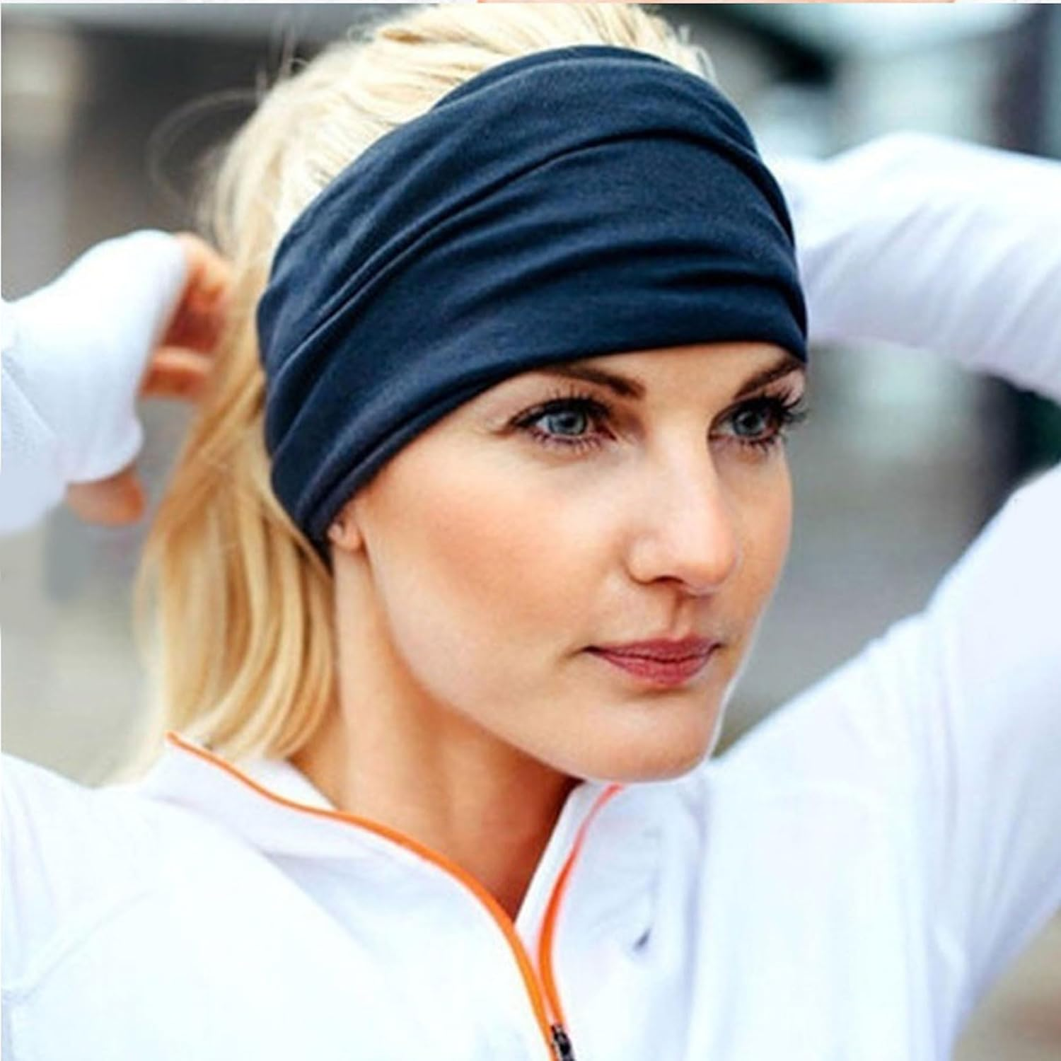 Headbands for Women Non Slip Turban Hair Wrap Elastic Hair Bands Workout Running Headwrap Sweat Yoga Head Bands for Girls (Purple) image number 5