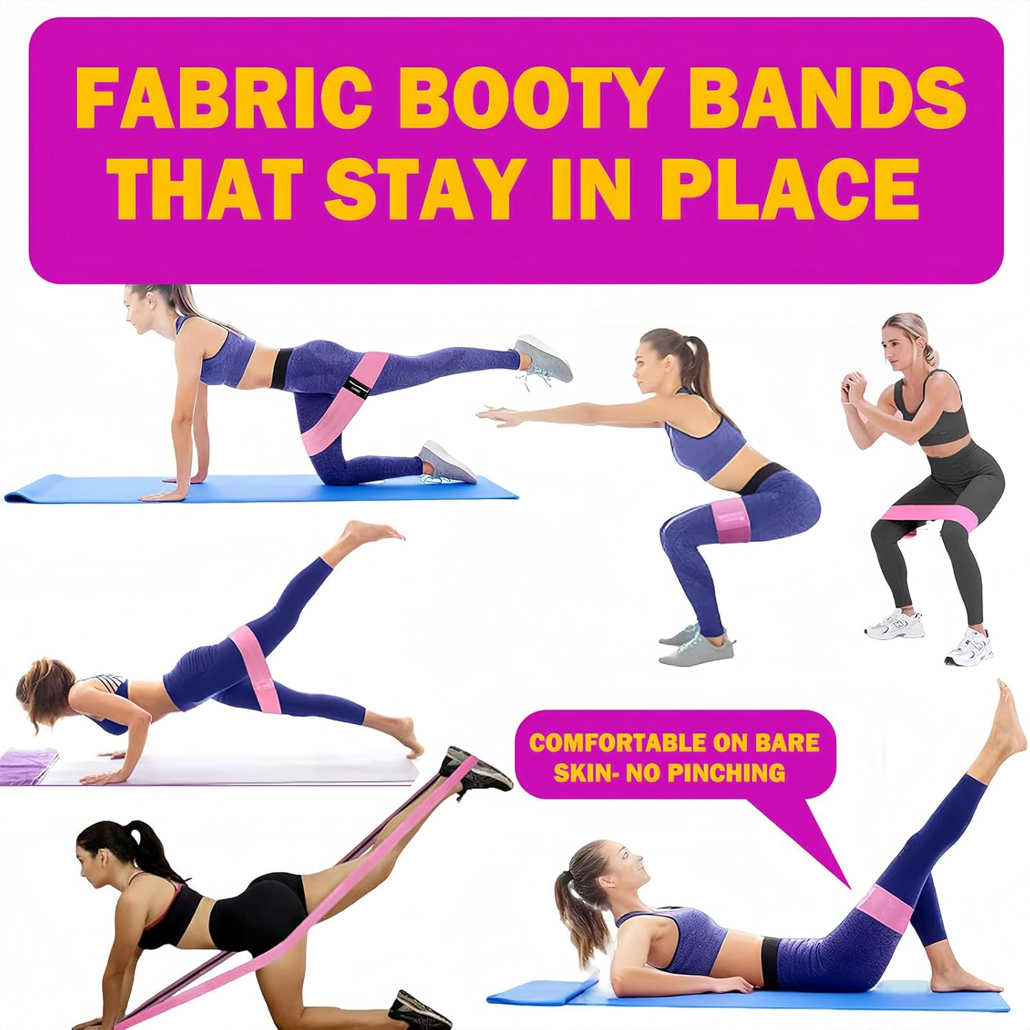 Rsistance Bands Set, 3 Levels Non-Slip Fabric Booty Bands for Hips & Glutes, Exercise Bands for Women & Men &ndash; Ideal for Home Fitness, Yoga, Pilates image number 1