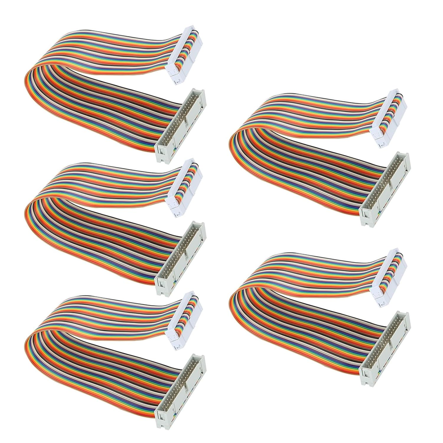 Denash GPIO Line Male to Female 40 Pin Cable, 5 Pieces for (Multicolor, Copper, 20Cm)
