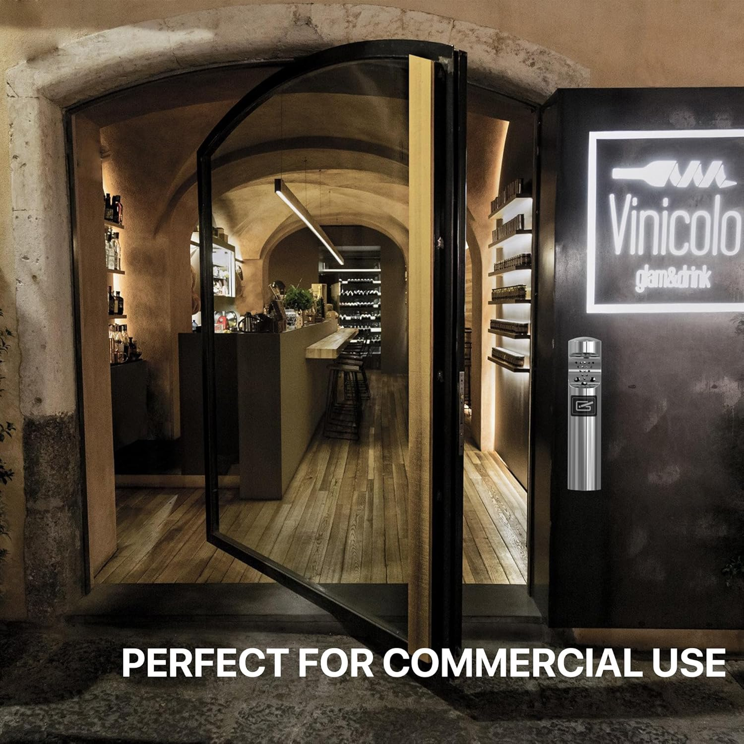 Outdoor Cigarette Ashtray, Wall Mounted Butt Receptacle, Commercial Disposal Container, Smokers Outpost for Patio - Stainless Steel - Black image number 6