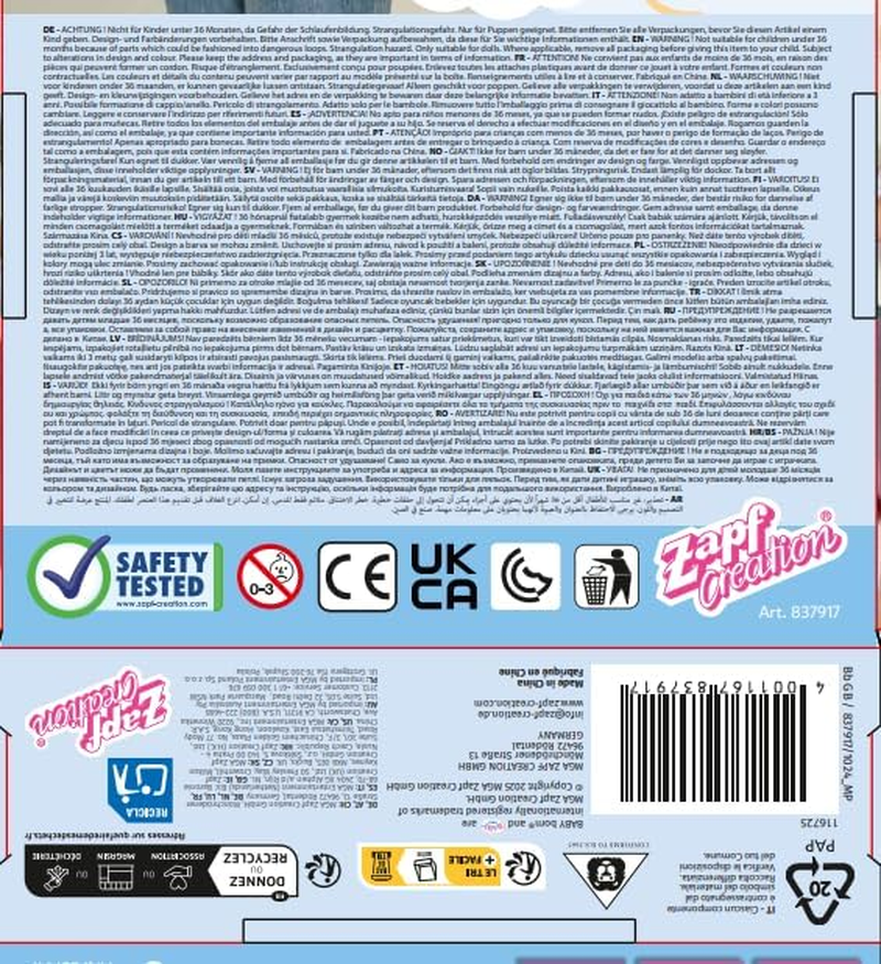 BABY Born Zapf Creation Baby Carrier for Children with 2 Viewing Directions and Adjustable Strap in Pink with Flower Details Suitable for 36 and 43 Cm Dolls