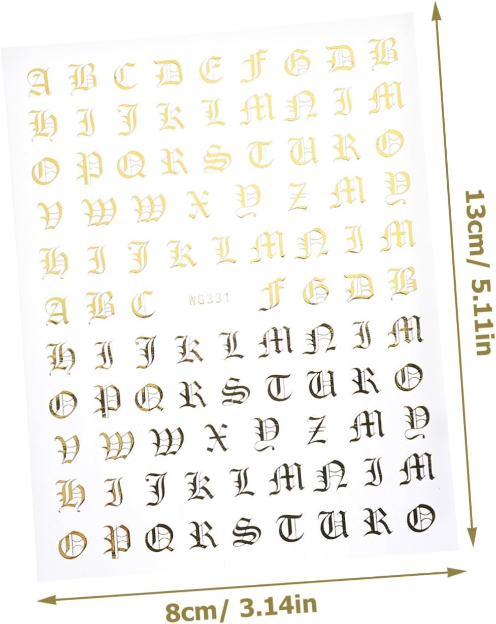 LALADEFIEE 5Sheets English Alphabet Nail Stickers Nail Decals Letter Boys and Girls image number 6