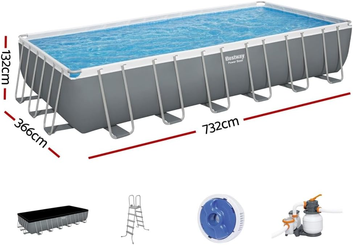 Bestway Power Steel above Ground Rectangular Swimming Pool Set, 7.32 M X 3.66 M X 1.32 M Size image number 3