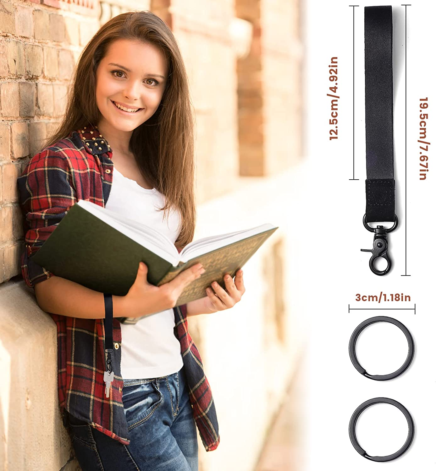 Hand Wrist Lanyard Key Chain Holder, Wristlet Strap for Key for Women & Men, Short Keychain Lanyard for Car Key image number 6