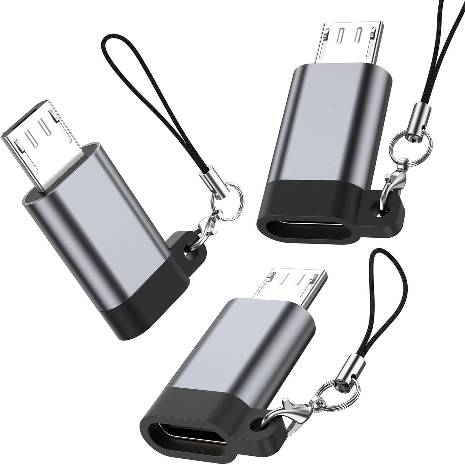 Micro USB to USB C Adapter 3 Pack Type C Female to Micro B Male Converter QC 3.0 Data Transfer Compatible with PS4 Xbox Game Controller Spaker Driving Recorder Play Galaxy S7