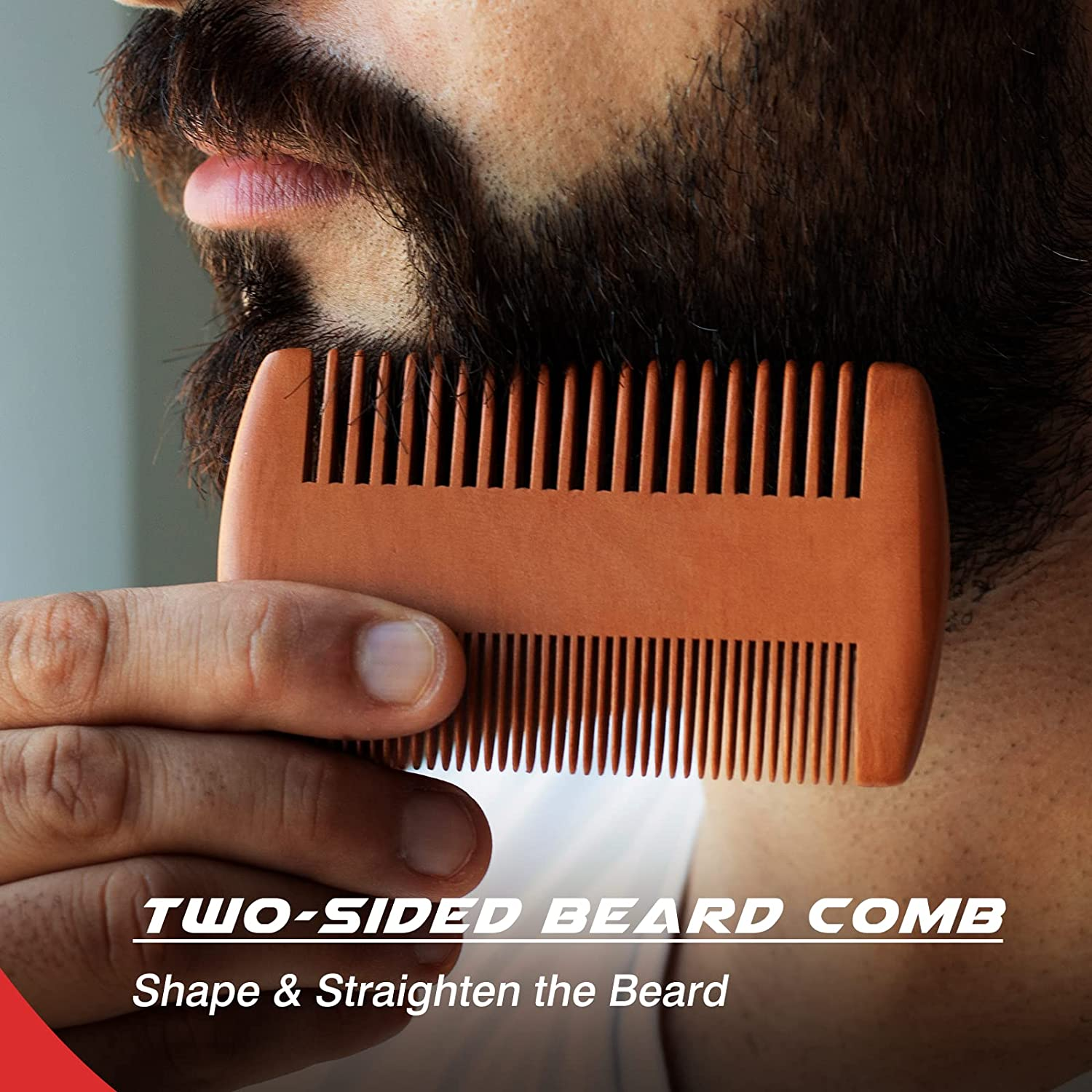 Beard Comb & Beard Brush Set for Men - Natural Boar Bristle Brush, Dual Action Wood Comb, and Travel Bag image number 1
