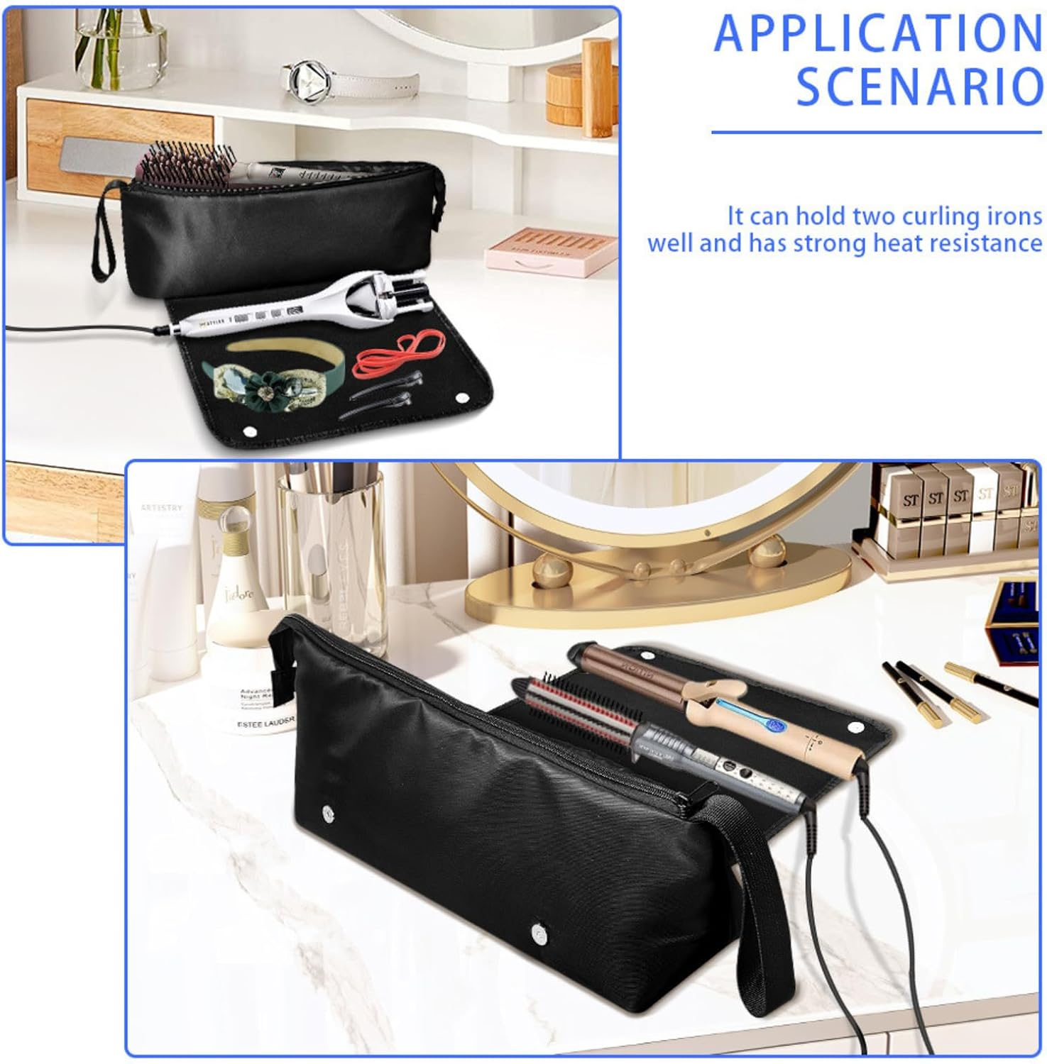 Verderoot 2-In-1 Hair Tools Travel Case &ndash; Large Capacity Heat Resistant Storage Bag for Flat Iron, Curling Iron & Hair Dryer &ndash; Waterproof & Dustproof Organizer for Travel & Home (Pink) image number 3