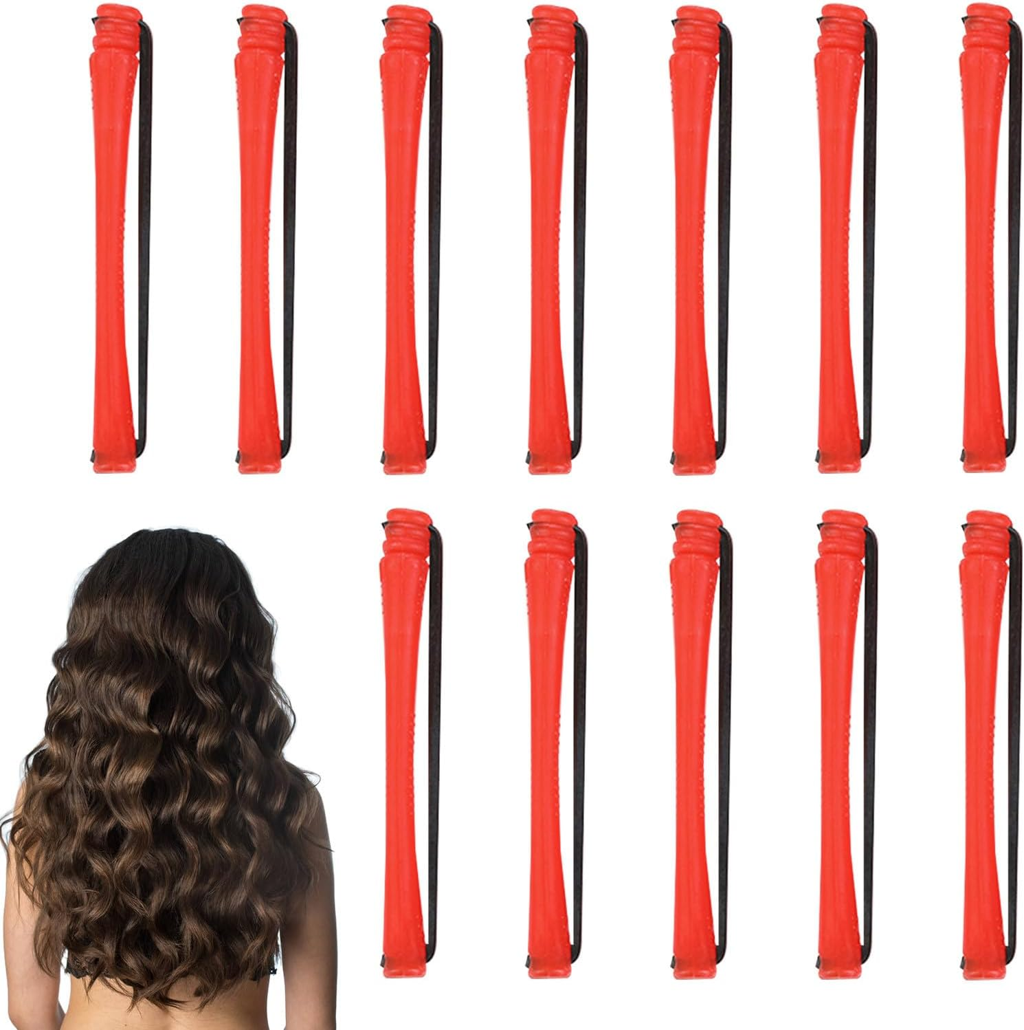 Heatless Curlers,12X Hair Styling Tools with Rubber Bands | Heatless Styler for Women Night Home Use and Travel Friendly image number 3