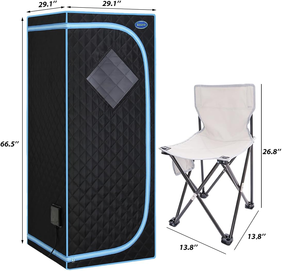 Infrared Sauna,Portable Infrared Sauna for Home Spa,With Heated Feet and Portable Chair with Timed and Adjustable Temperature Settings for Reduce Stress Fatigue Indoor Sauna(Black) image number 2