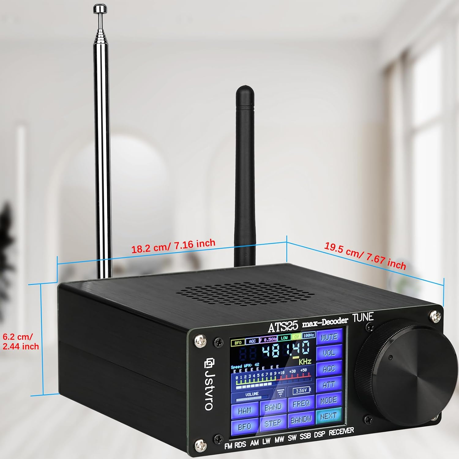 SI4732 Ats-25Max-Decoder Radio Receiver: V4.15 with CW, Rtty Decoding, Wifi, Audio Spectrum, and DSP Receiver FM LW (MW and SW) and SSB, Powered by 3000Ma Lithium Battery