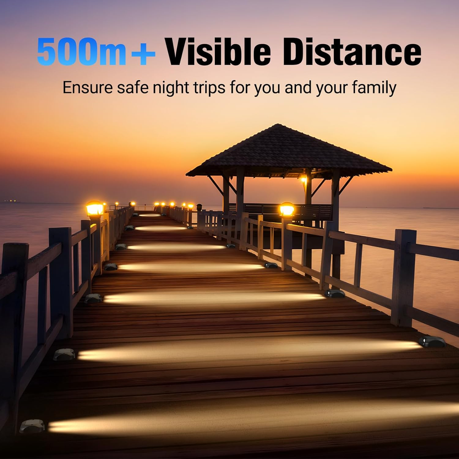 Quntis Solar Decking Lights 4 Pack, Warm White Solar Ground Light IP65 Waterproof, Pressure Resistant 3 Tons Driveway Dusk to Dawn Stair Lights for Lawn Patio Walkways Sidewalk Front Door Driveway image number 2