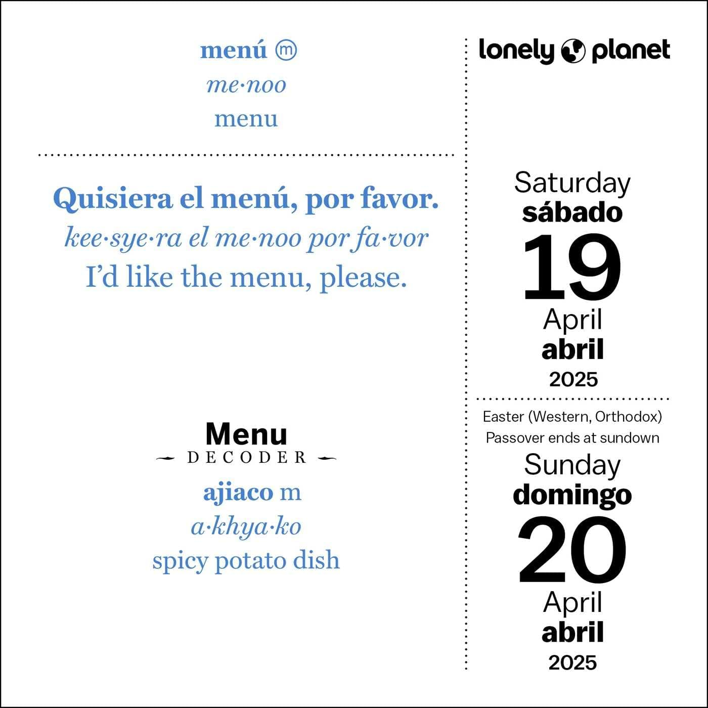 Lonely Planet: Spanish Phrasebook 2025 Day-To-Day Calendar image number 3