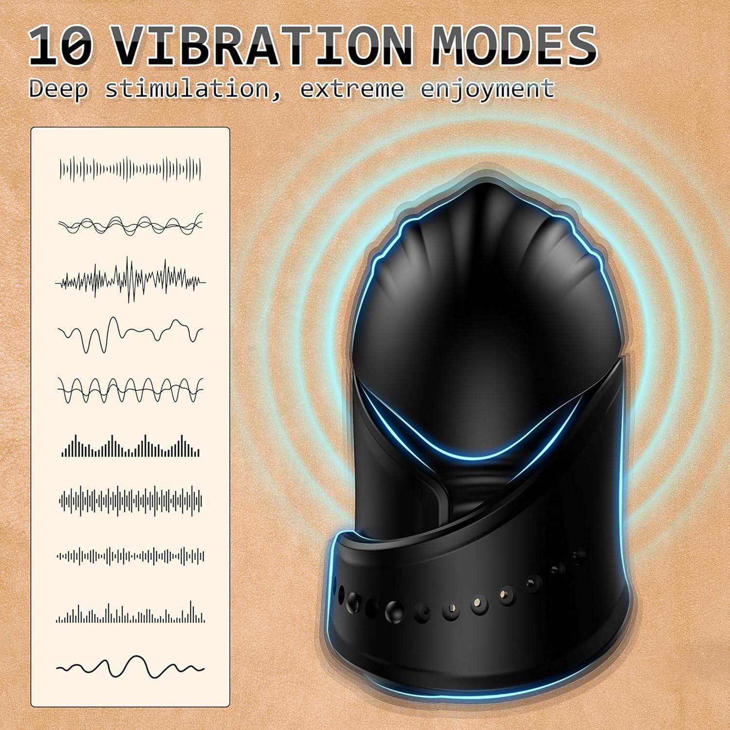 Training Vibrator Male Masturbator, Mens Glans Stimulating Sex Toys, 10 Vibration Modes for Glans Ejaculation Training, Adult Sex Toys for Men Pleasure Prolong Endurance, Adjustable Buckle image number 1