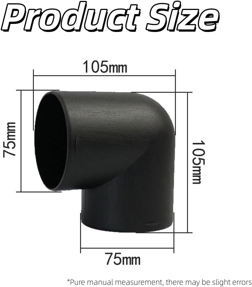 XINYUICEAN 2Pcs Car Air Diesel Heater Duct Car Heater Warm Air Ducting Pipe Elbow Outlet Connector 2.95'' 75Mm OD Black image number 5