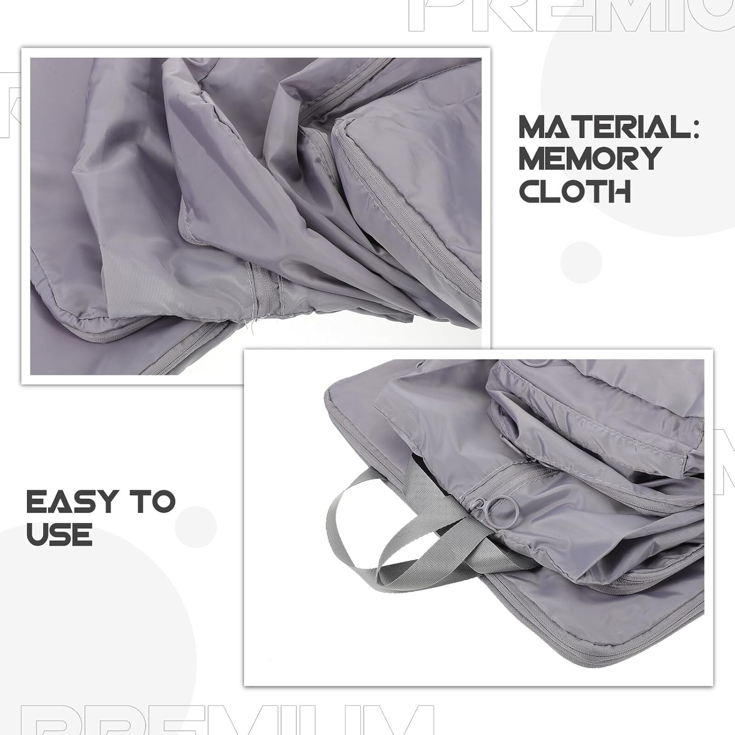 WRITWAA 6PCS Travel Suitcase Organizer Bags Set Gray Memory Fabric, Double Zipper Packing Cubes for Clothes and Cosmetics, Portable Luggage Organizer for Business Trips and Travel image number 4