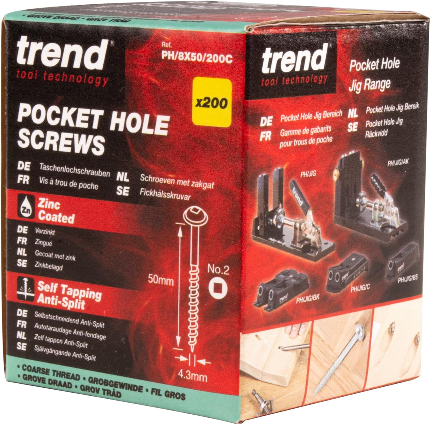 Trend PH/8X50/200C Pocket Hole Screws 50Mm Long-Pack of 200 for Softwoods image number 3