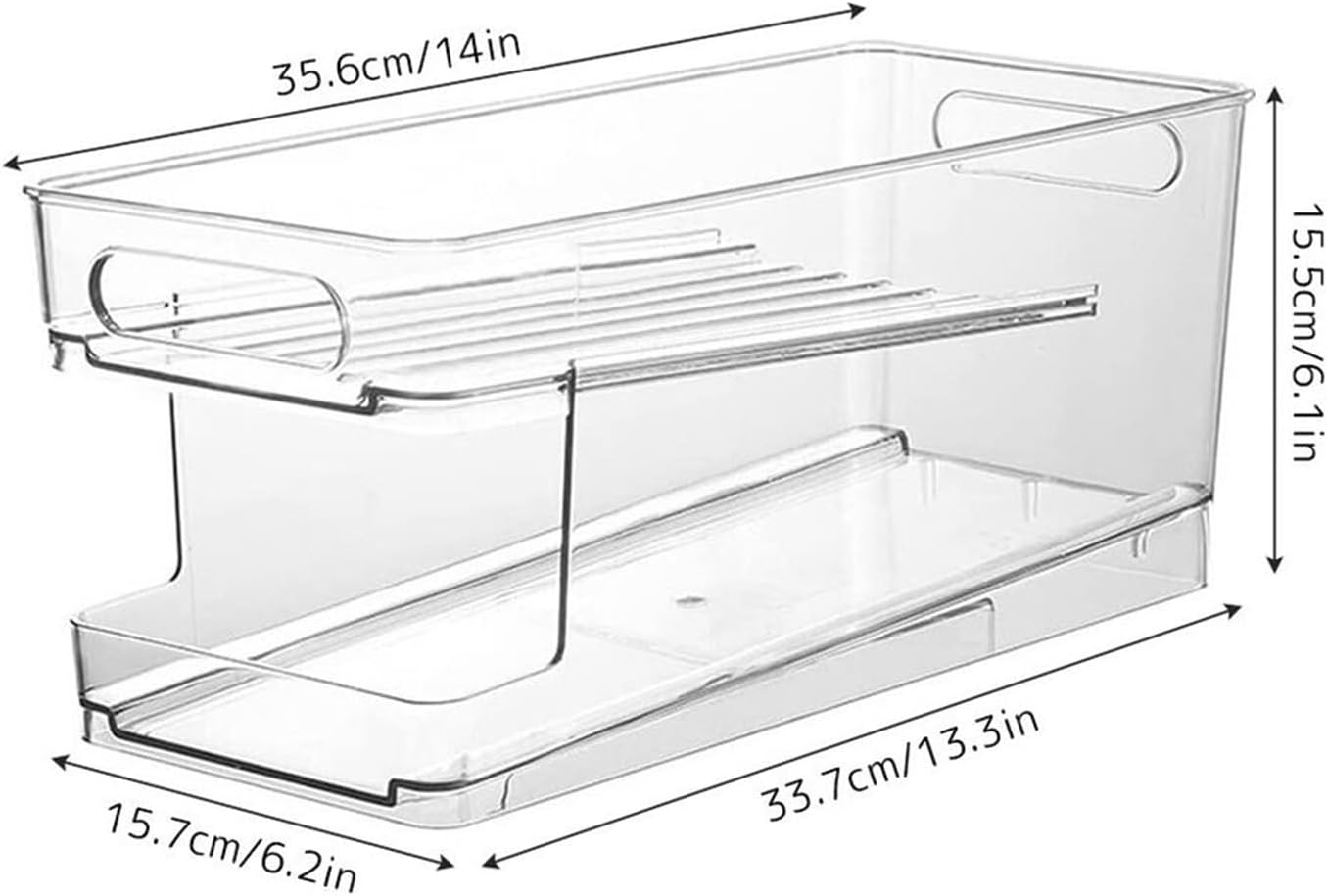 2-Layer Fridge Can Dispenser, Stackable Soda Can Organizer for Pantry Cabinet, Beverage Drinks Holder for Refrigerator image number 3