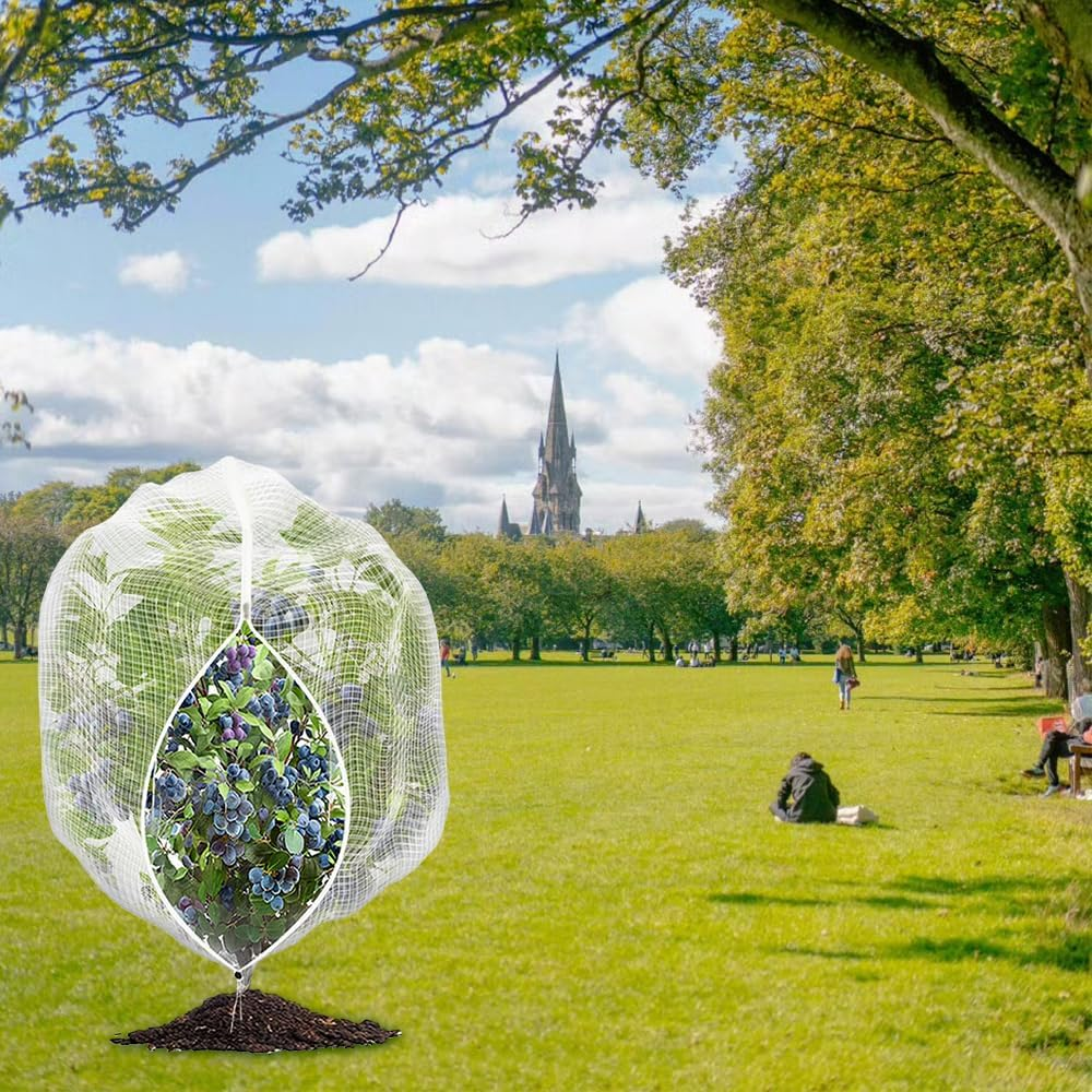 2 Pack Insect Netting Plant Covers with Drawstring and Zipper, 1X1.2M PE Mesh Garden Bug Net, Durable & Reusable Bird Protection Mesh, Bird Barrier for Potted Plants, Fruit Trees image number 4