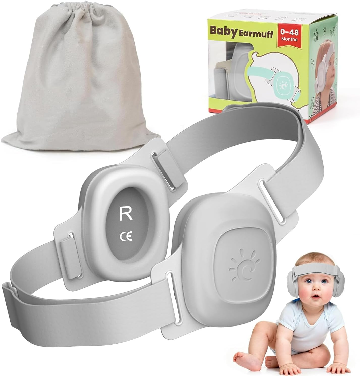 Upgraded 2-In-1 Baby Ear Muffs Noise Protection, Adjustable Newborn Headphones with Stretchy Band, for Baby & Toddler up to 4 Years, Kids Airplane Essentials/Outdoor image number 6