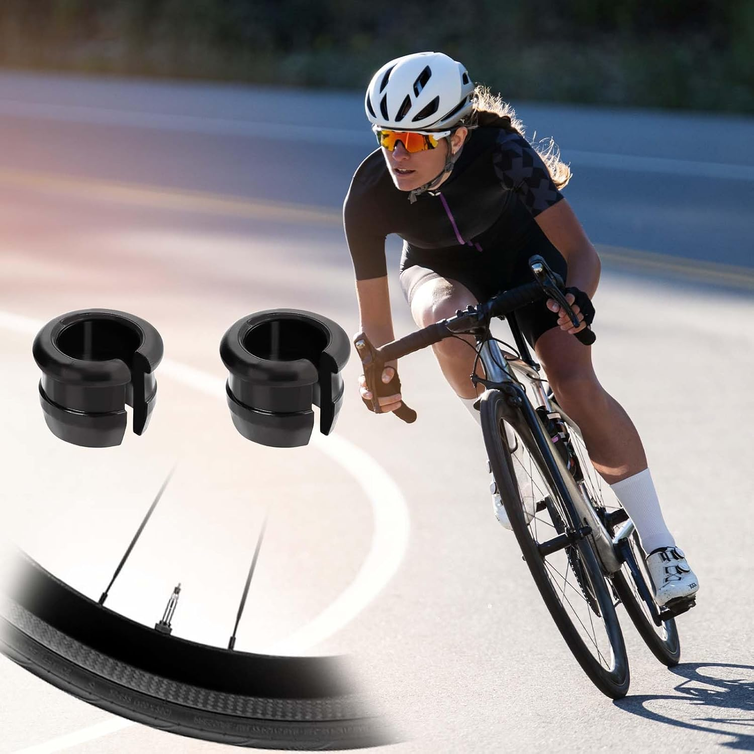 10 Pack Schrader to Presta Rim Adapters, Presta Valve to Schrader Rim Hole, Wheels Manufacturing Presta Valve Saver, Bike Valve Stem Grommets, Convert Shrader to Presta Valve Stem Grommet image number 3