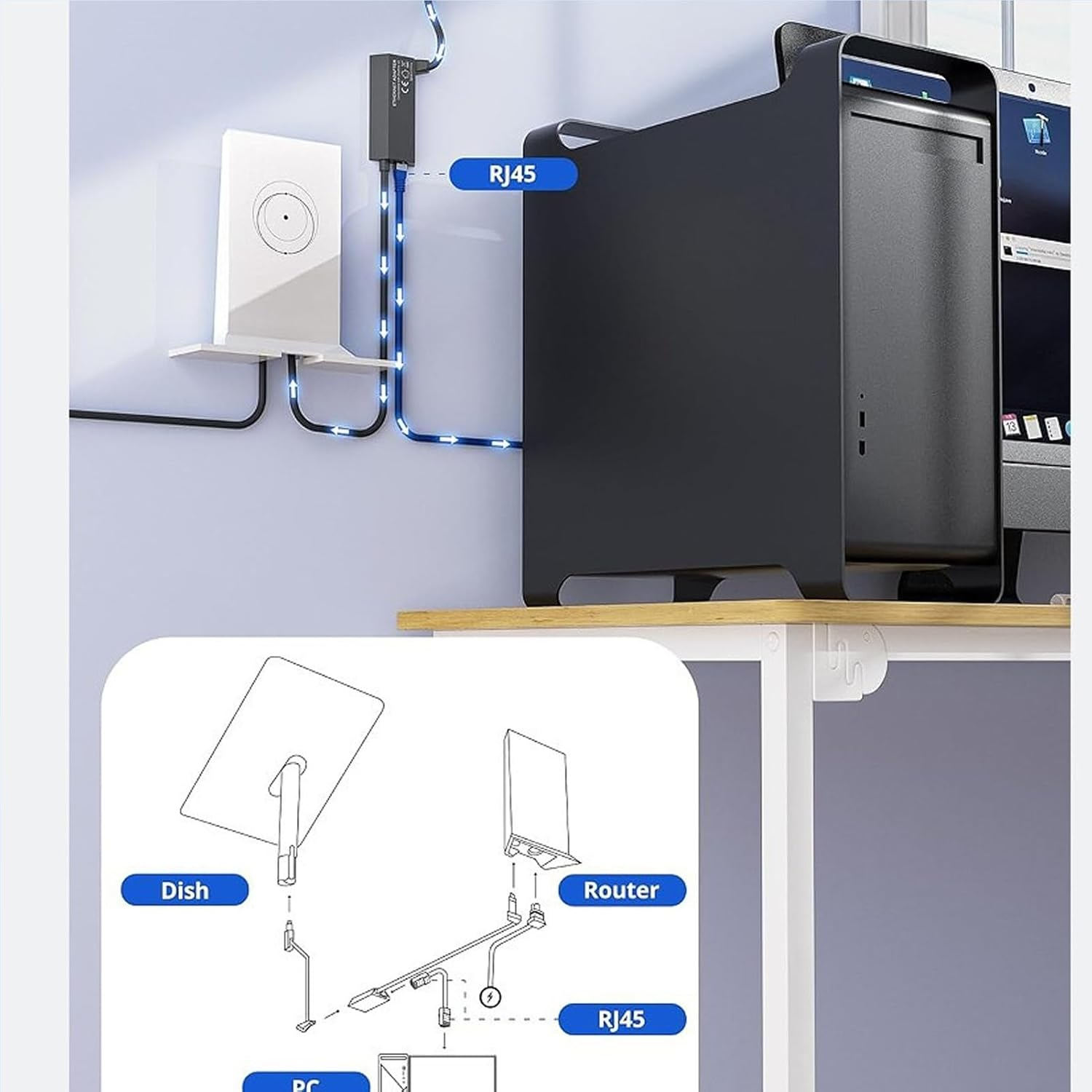 LICAEVEY Gen 2 Ethernet Adapter, Fast & Stable Internet Connection with RJ45 Gigabit for Rectangular Satellite V2, Easy Installation Wired External Network Kit image number 5