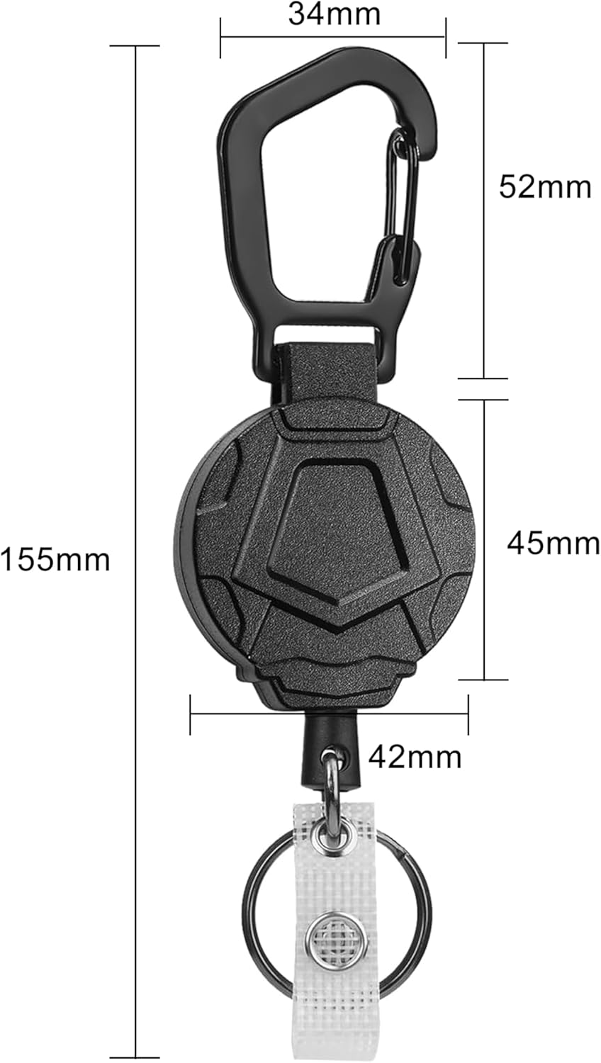 ONEIN Retractable Keychain with Carabiner Clip, Heavy-Duty Badge Reel with Steel Wire Rope, Reinforced ID Holder for Work, Outdoor, and Everyday Use &ndash; Pack of 2 image number 4