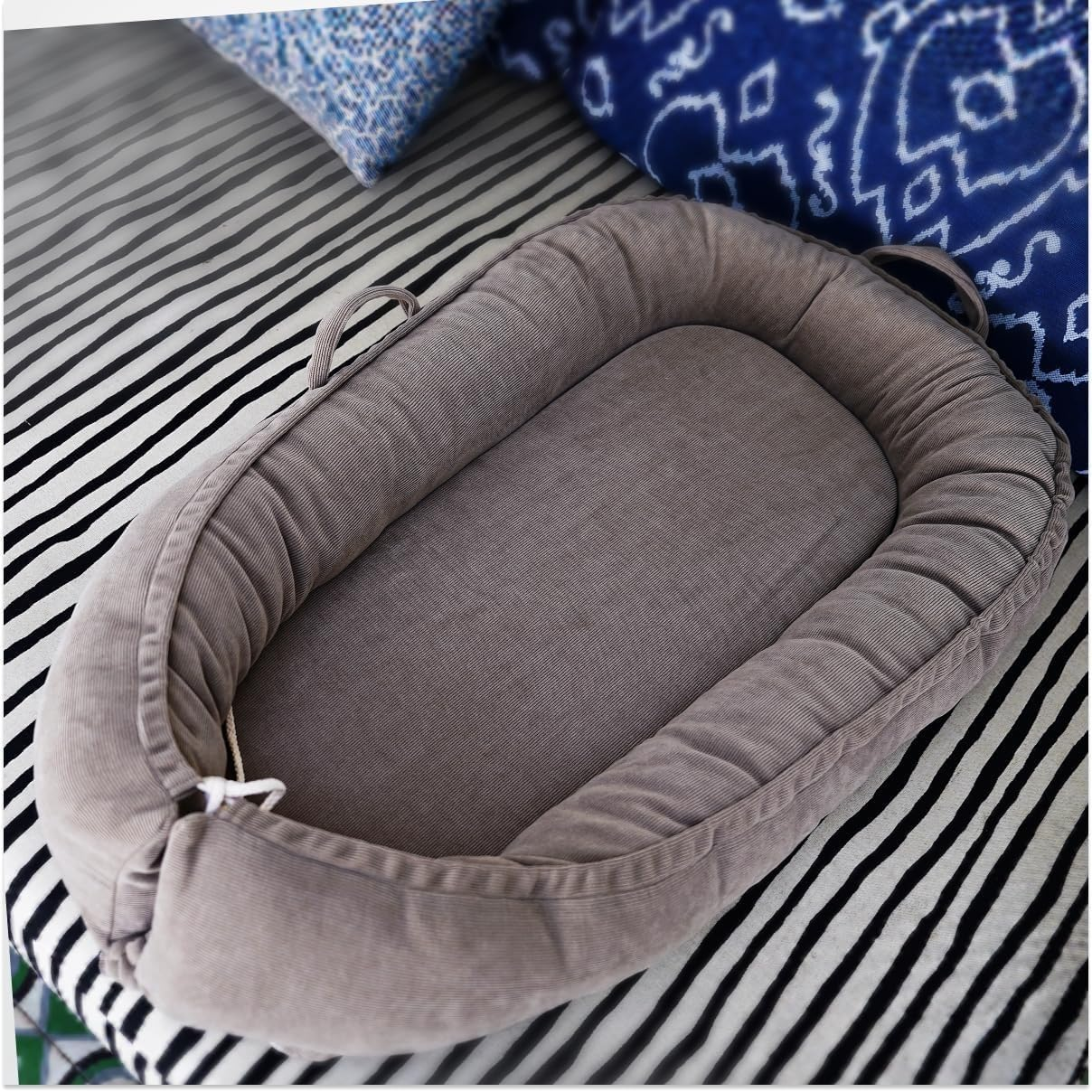 Coocoobaby Infant Lounger, Baby Nest Cover for Baby Girls & Boys, Newborn Essentials for Baby 0-12 Months, 100% Cotton Breathable, Portable Travel Bed (Fields of Rye) image number 6