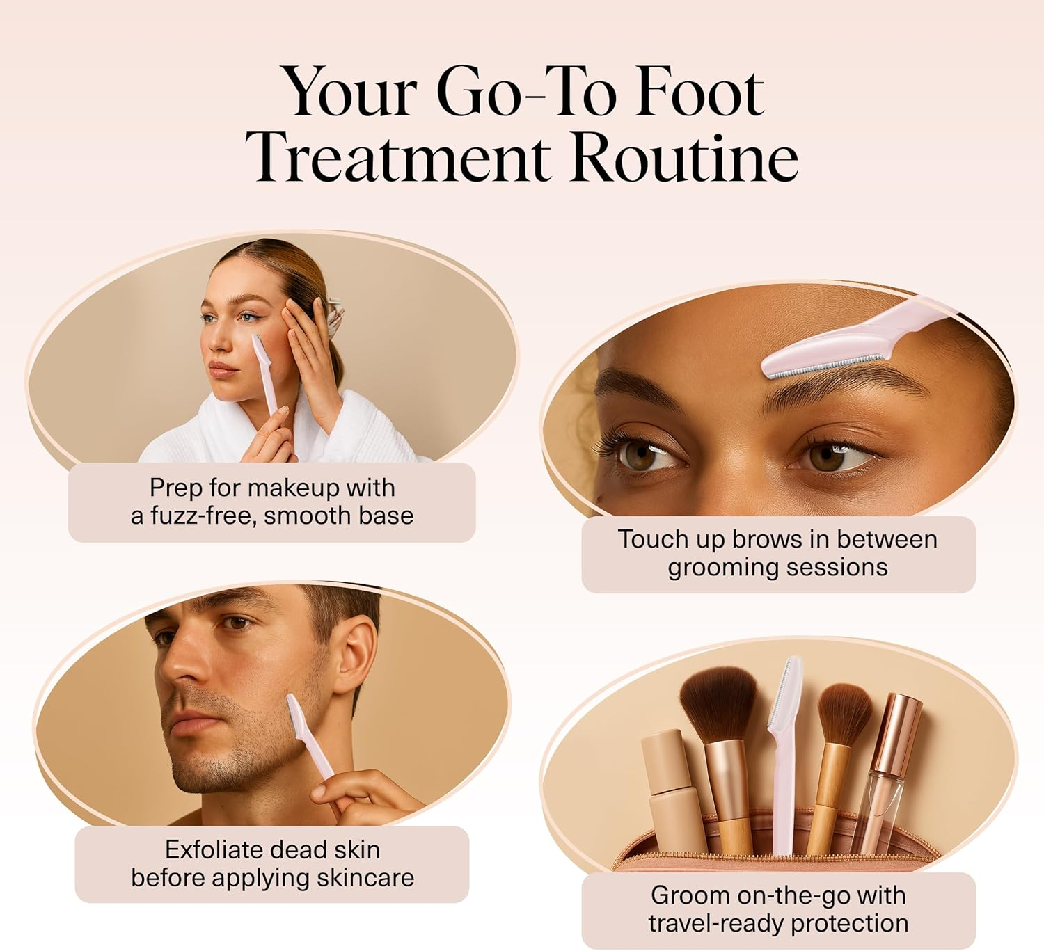 Kitsch Dermaplaning Tool - 12 Pieces Razor Face Razor for Women, Eyebrow Razor, Facial Hair Removal for Women, Dermaplane Razor for Face, Blush - Black image number 7