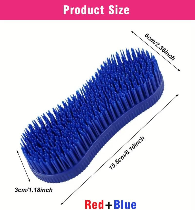 Magic Horse Brush, for Horse Grooming Kit W/Durable Plastic Bristles, Horse Brushes for Grooming, Removes Dirt, Sweat, Grime, Navy 2 Pcs (Red and Blue) image number 2