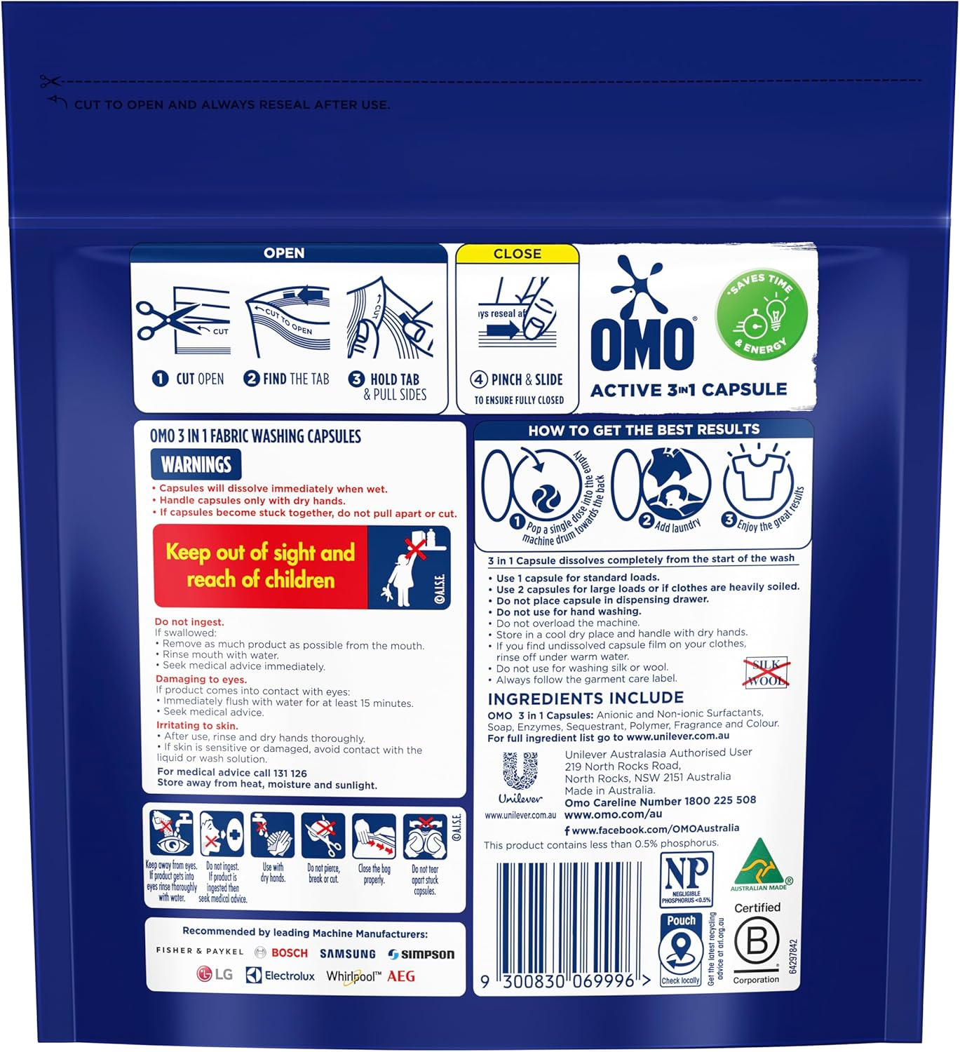 OMO Active 3 in 1 Laundry Capsules, 17 Pack image number 2