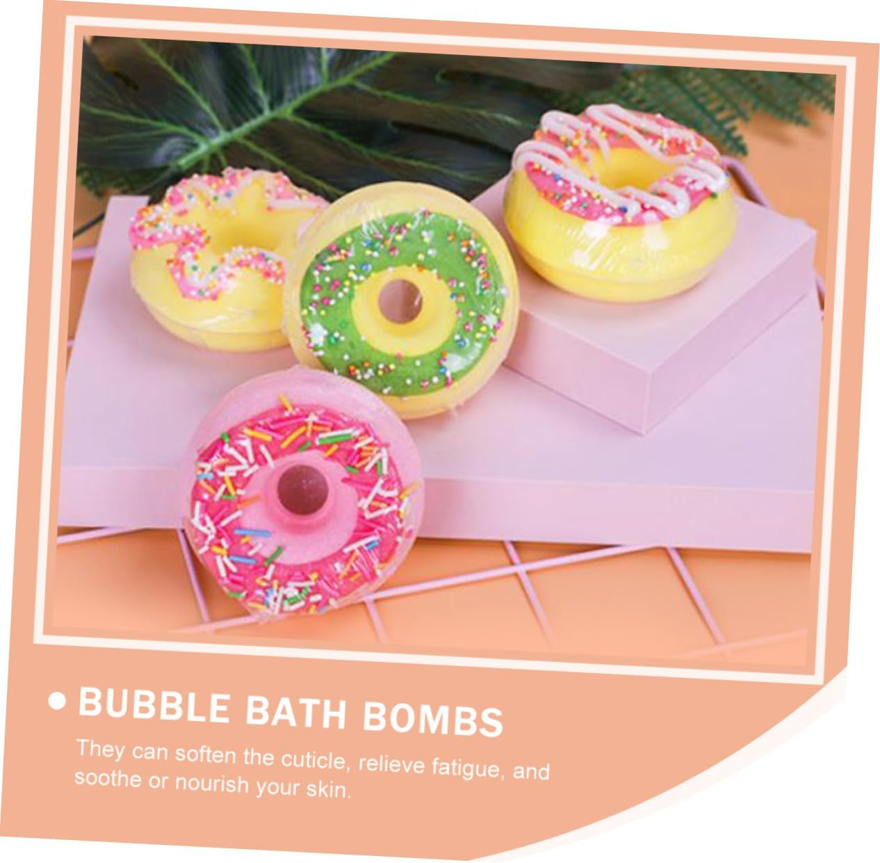 LOLIPPYY Doughnut Shape Shower Bombs 100G Set of 4 Moisturizing Bath Salts for Boys and Girls Essential Oils Fun Bath Time Experience Random Style image number 3
