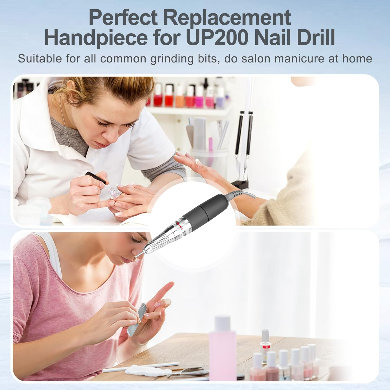 Nail Drill Handpiece for UP200 Machine, Homove 35000RPM Professional Electric Nail File Handle Replacement 3 Pins, Low Noise and Comfortable (Only Handpiece) image number 3