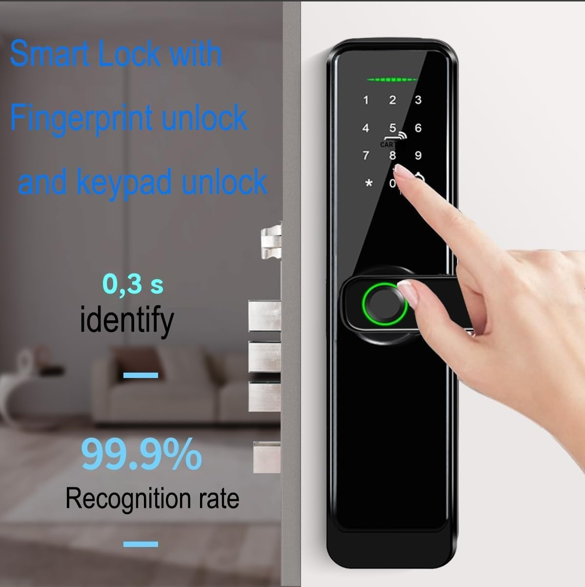 AILRINNI Fingerprint Smart Door Lock with a Deadbolt, 6 in 1 Keyless Entry Door Knob with App/Keypad Code/Keys/Fingerprint/Ic Card/Deadbolt, Electronic Keypad Lock, Smart Locks for Front Door