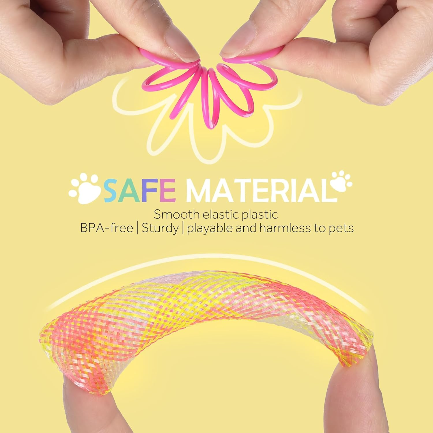 42Pcs Cat Spring Toys，Geeric 32 Short Spring+10 Elastic Hose Tube Colorful Folding Bouncing Mesh Pet Spring Tube Kitten Toy Portable Interactive Cats Toys to Swat, Bite, Hunt In/Outdoor image number 3