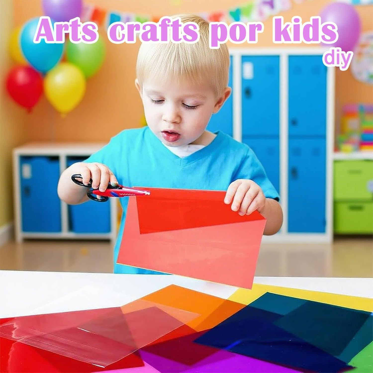 160 Pcs Cellophane Sheets, 7.5X7.5 in Colored Cellophane Transparent Glass Wrap Paper for Candy, Cookies Packing & DIY Crafts Decorations image number 1