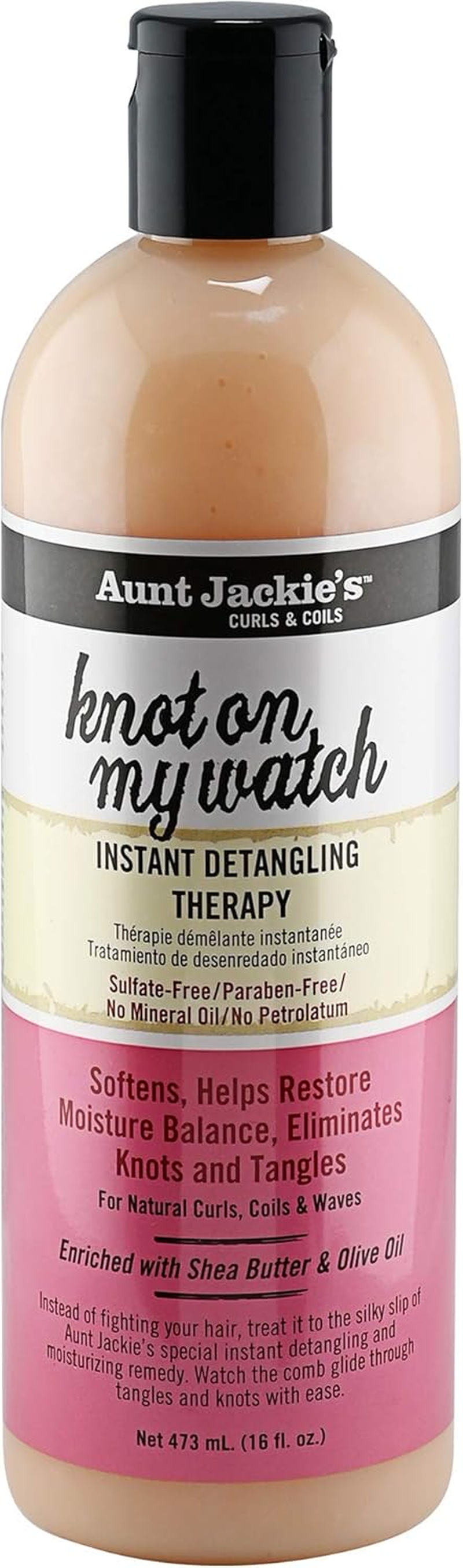 Aunt Jackie'S Curls and Coils Knot on My Watch Instant Hair Detangling Therapy for Natural Curls, Coils and Waves, Enriched with Shea Butter, 16 Oz