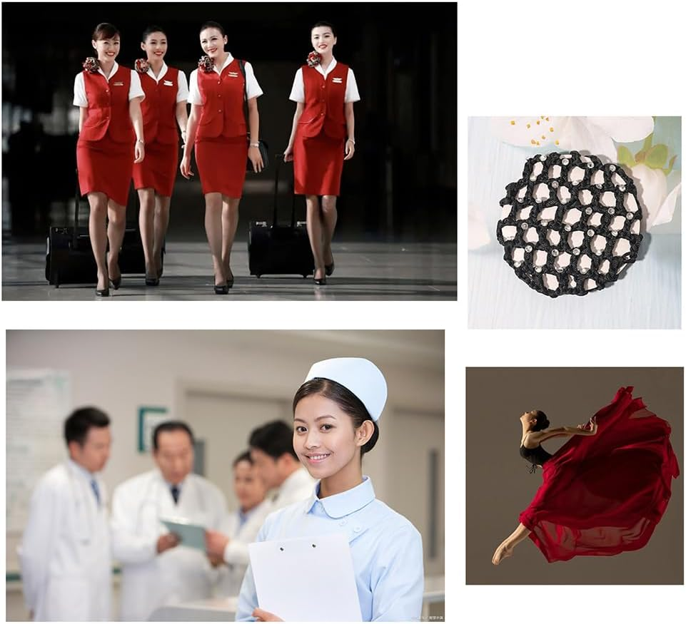 TSUOUKL Pack of 5, Net for Hair, Hair Nets Hairstyles, Hair Net, Hair Net, Bun Net, Ballet Bun Net, Crystal Hair Net, Ballet Hair Net, Bun Ballet Girls, Bun Glitter, Bun Nets image number 5