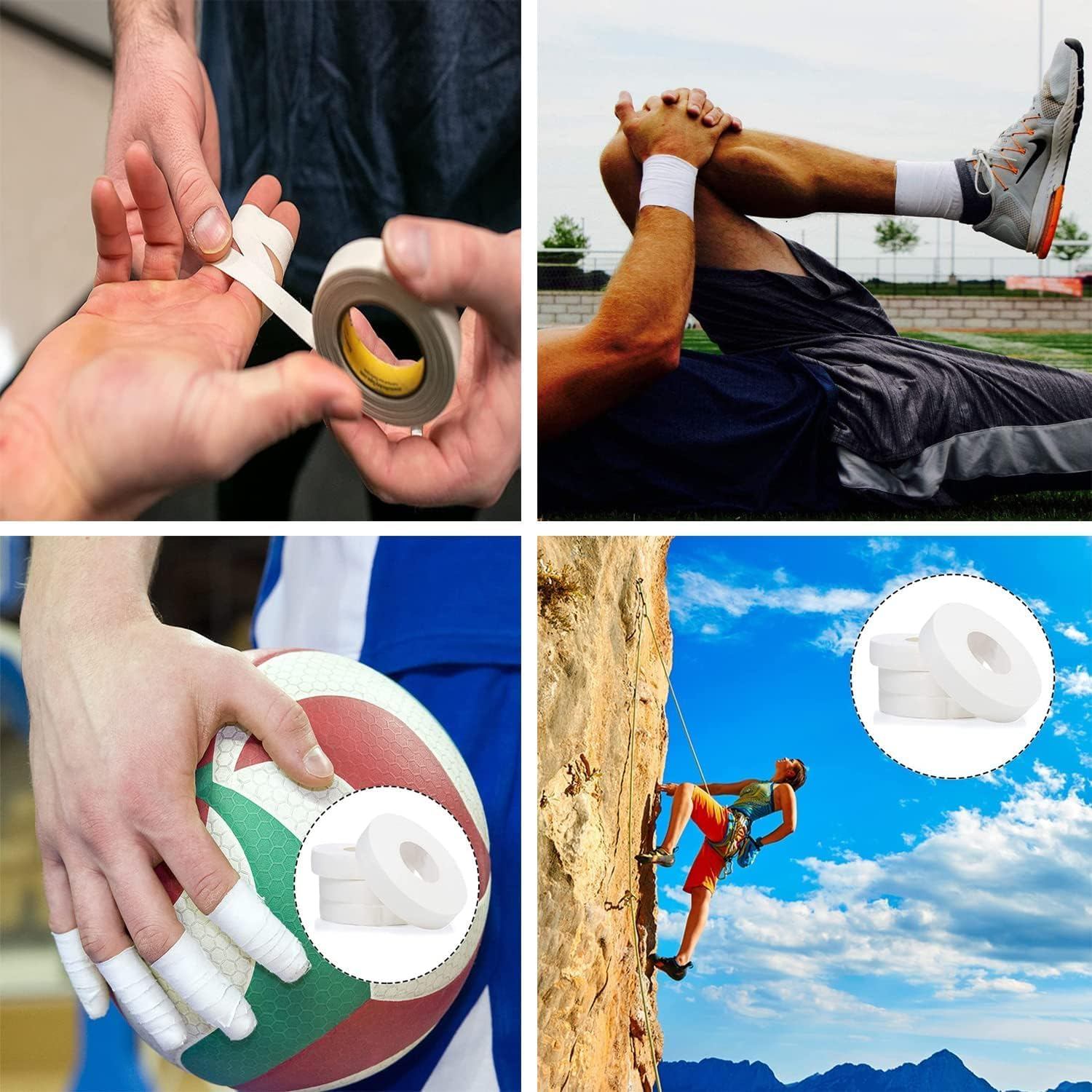 White Sports Finger Tape, 4 Roll White Athletic Sports Fingers Wrap Tape, White Athletic Finger Sports Tape Fingers Wrap, Self Adherent White Sports Finger Strip Rolls for Outdoor image number 4