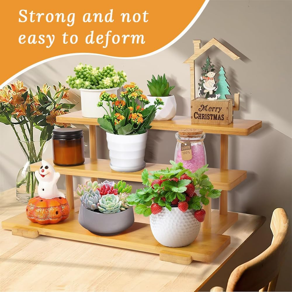 Bathroom Cabinet Storage, Wooden Multi-Layer Storage Rack, Three-Layer Desktop Display Rack, Perfume, Cosmetics, Cakes, Seasoning Storage, Suitable for Bathroom, Kitchen, Restaurant, Home Decoration