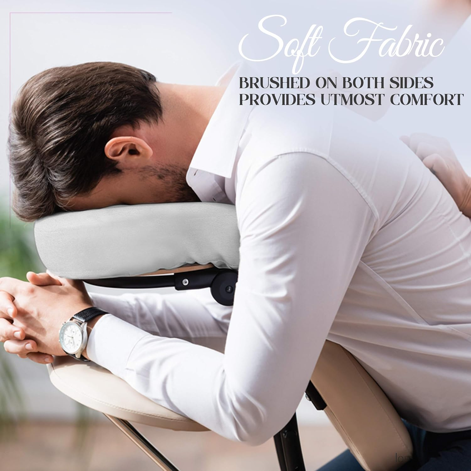 London Linens Pack of 4, Premium Extra Thick 100% Cotton Flannel Massage Tables Face Cradle Covers Cozies Fitted - Includes 4 Pcs (White) image number 3