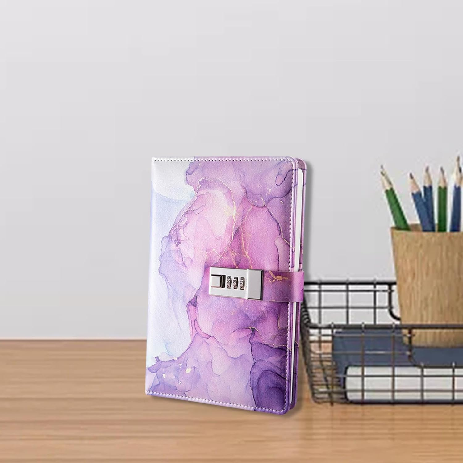Eigell Diary with Lock Locked Diary Notebook 180 Pages Lock Journal Planner Organizer Password Lock Diary Girls Boys Teens Adults, Violet image number 3