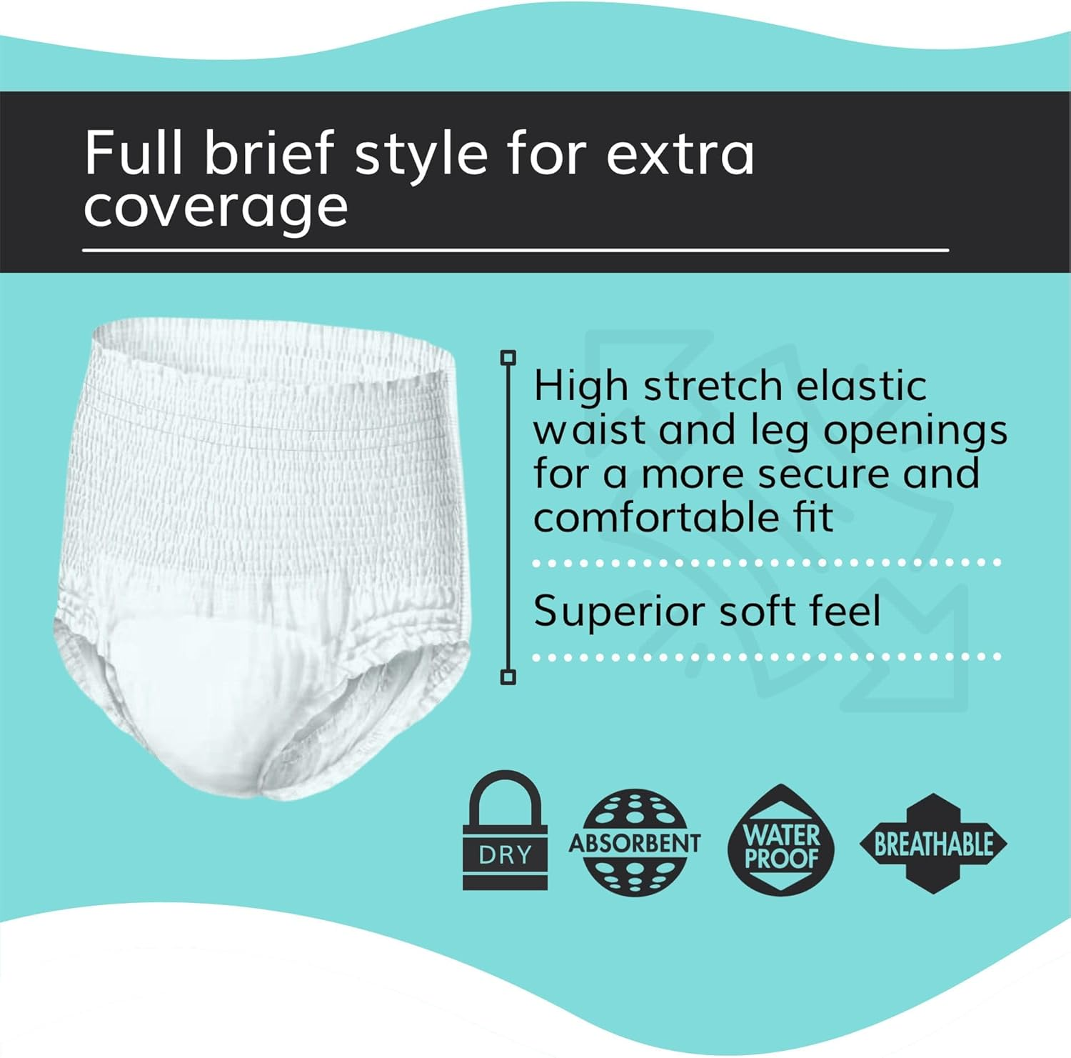 Conni Pull-Ons, Disposable Adult Absorbent Briefs for Full Void Incontinence, Soft, Quiet, Fit and Comfortable, Xlarge (Pack of 12) image number 6
