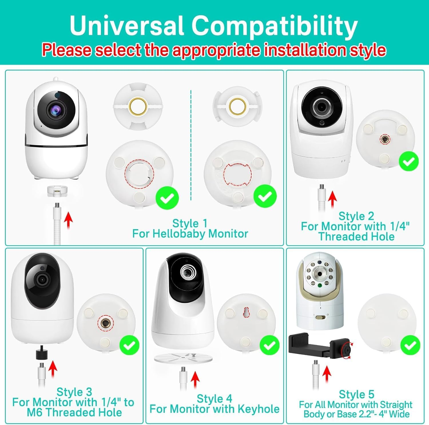 Universal Baby Monitor Stand for Infant Optics DXR-8 Pro, Baby Monitor Floor Stand - Height Adjustable Baby Camera Stand for Eufy, Vtech, Owlet, VAVA and Most Baby Monitor Holders image number 6